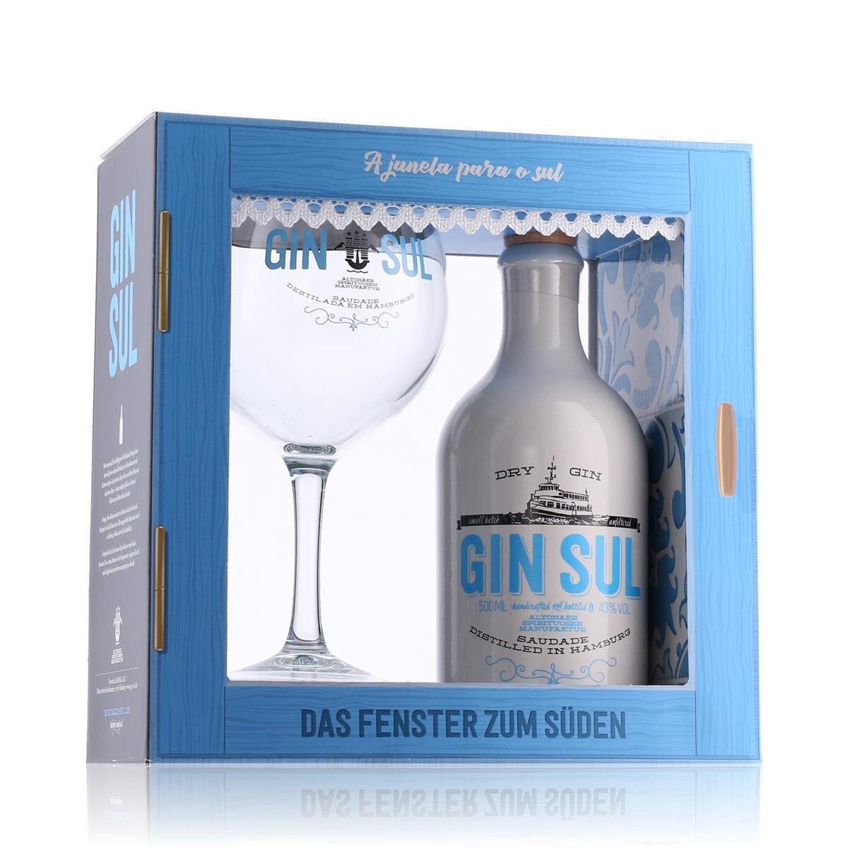 Gin Sul Dry in Geschenkbox 43% Vol. mit € Glas, Gin 0,5l 27,69