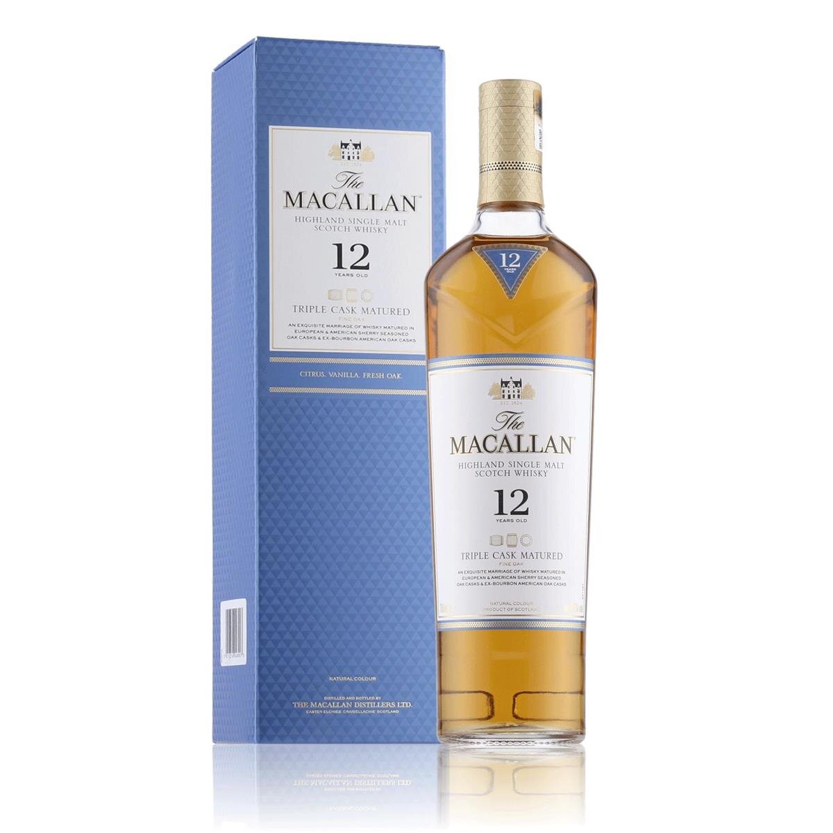 The Macallan 12 Years Geschenkbox Whisky Cask 40% in 0,7l Triple Vol